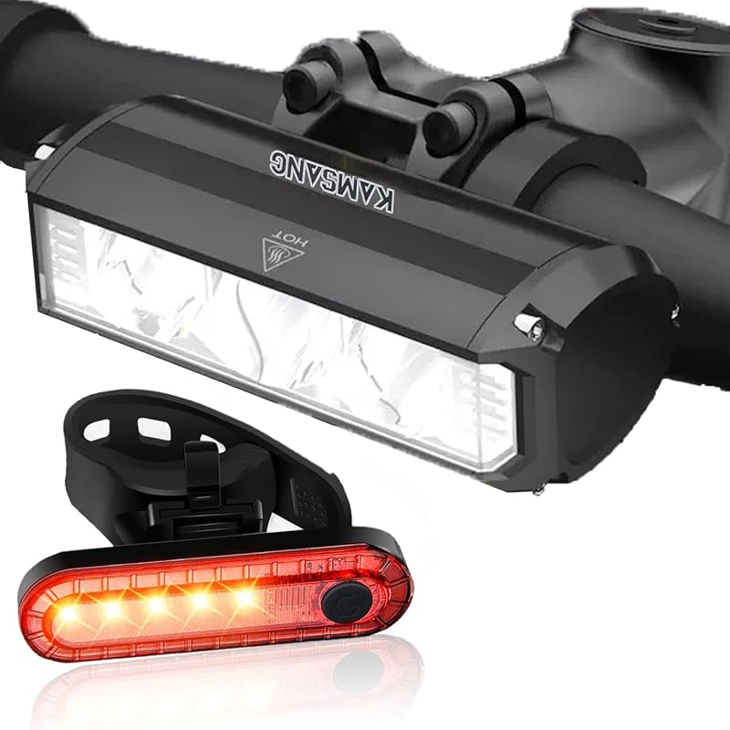 Rechargeable Bike Headlight and Taillight Set with High/Low Beam, Waterproof LED Lights