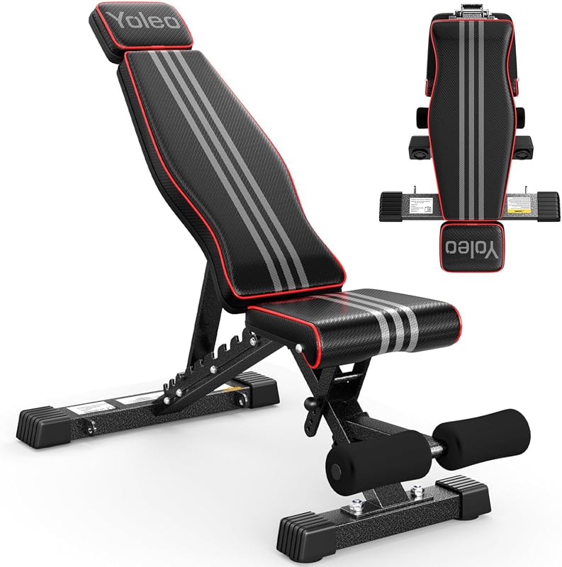YOLEO Adjustable Weight Bench, ASTM-Certified 827LBS Capacity