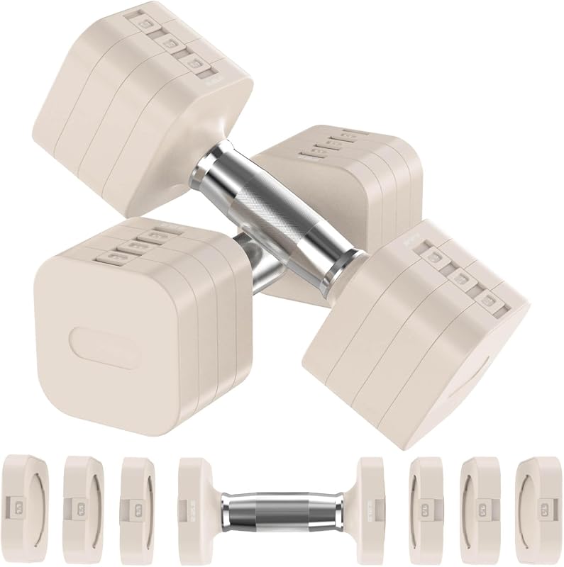 Hezeyferg Adjustable Dumbbell Set, Adjustable Free Weights for Men and Women