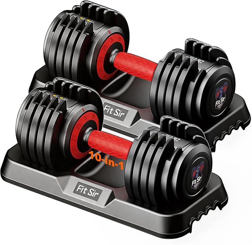 Adjustable Dumbbells, 10-in-1 25LB/50LB/90LB Set with Safe Locking, Tray, Fast Adjustment