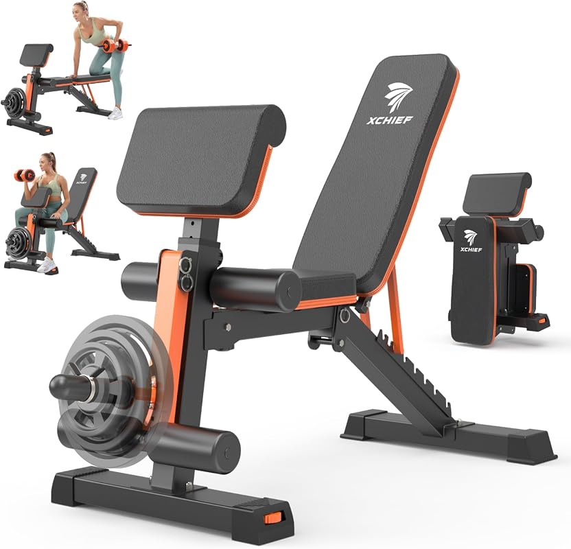 Heavy Duty Adjustable Weight Bench, 1000 lb Foldable Flat Incline Decline Bench with Preacher Pad and Leg Extension