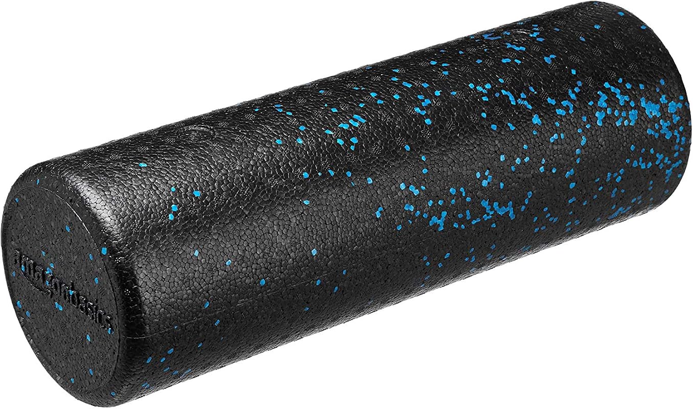 Amazon Basics High-Density Foam Roller for Exercise and Recovery, 18-Inch Blue Speckled