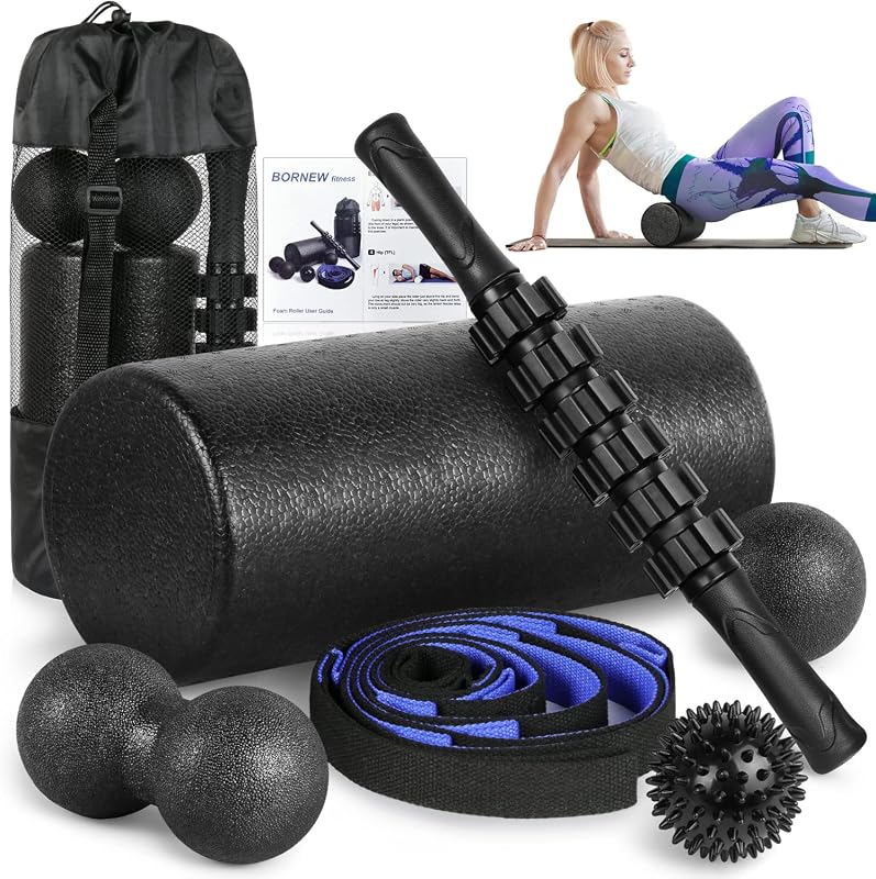 High-Density Foam Roller Set with Back Roller and Muscle Massage Stick
